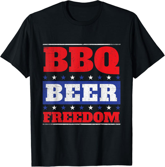 BBQ Beer Freedom - Grill Barbecue Grilling BBQ Lover T-Shirt - T-Shirt | Black