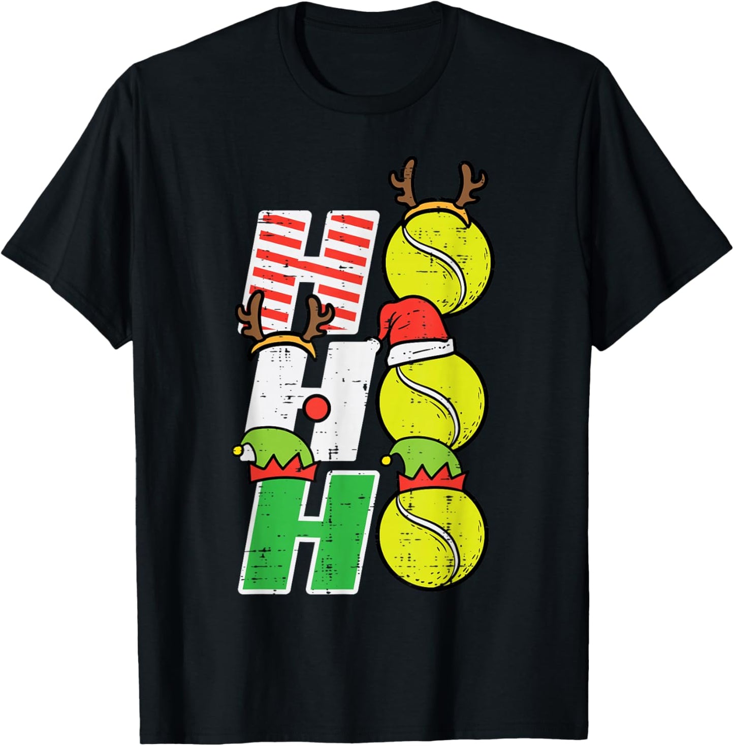 Christmas Tennis Ho Ho Ho Funny Xmas Sports Men Women Kids T-Shirt - T-Shirt | Black