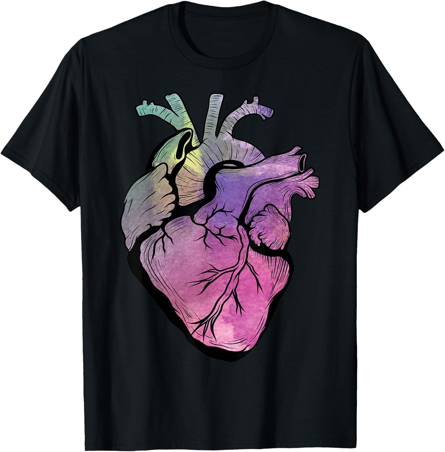 Beautiful Real Human Heart Graphic Medical Anatomical Cool T-Shirt - T-Shirt | Black