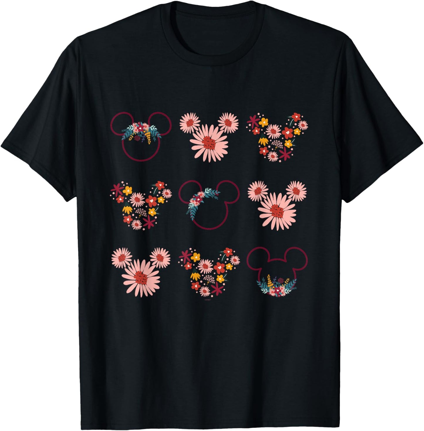 Disney Mickey Mouse Flowers and Daisy Print T-Shirt - T-Shirt | Black