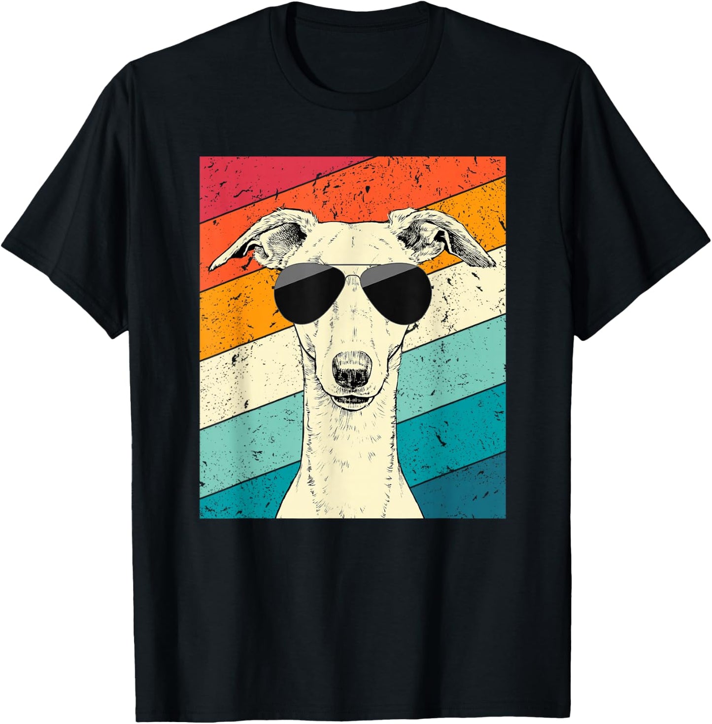 Retro Vintage Whippet with Sunglasses Dog Lovers T-Shirt - T-Shirt | Black