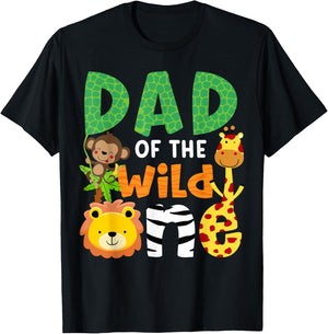 Dad of the Wild One Zoo Theme Birthday Safari Jungle Animals T-Shirt - T-Shirt | Black