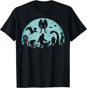 Bigfoot Loch Ness Monster Mothman And Aliens Funny Cryptid T-Shirt - T-Shirt | Black