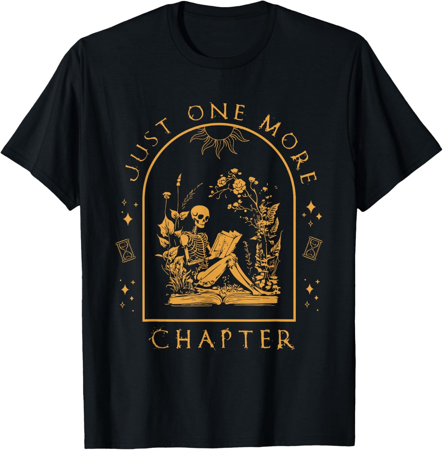 Just One More Chapter Vintage Skeleton Reading Book Reader T-Shirt - T-Shirt | Black