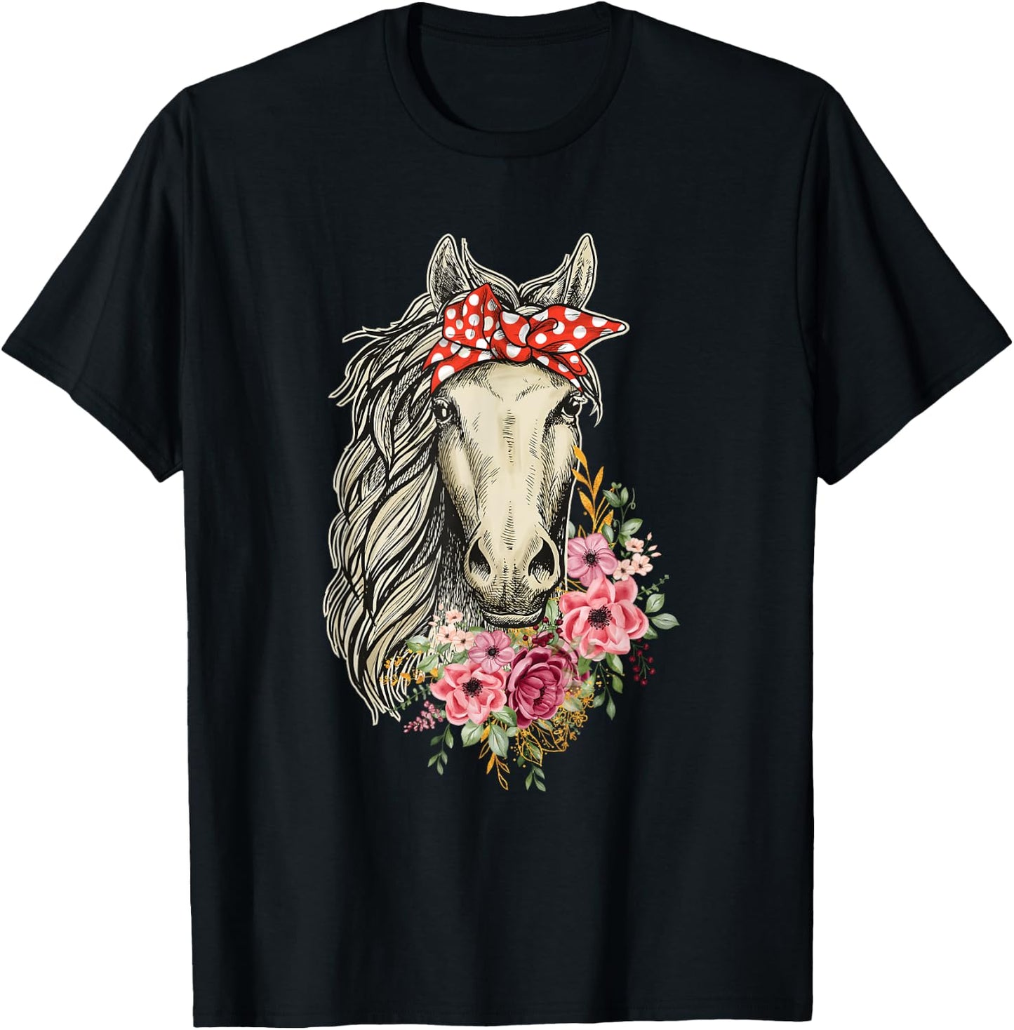 Horse Bandana - Horses Animal Horseman Horseback Equestrian T-Shirt - T-Shirt | Black