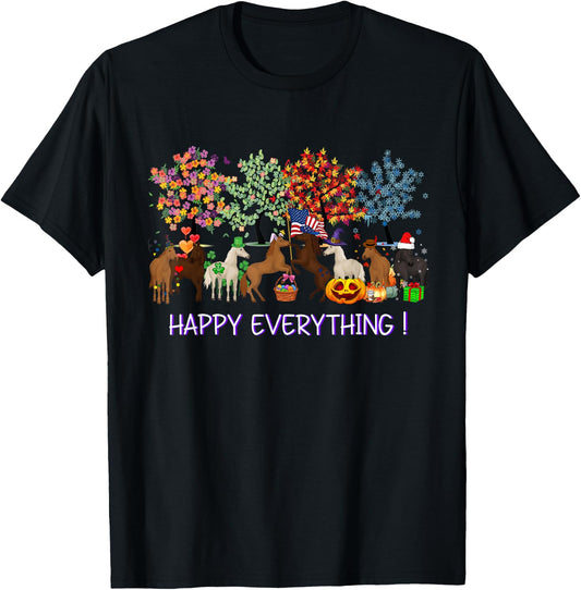Happy everything - Horse American Flag Equestrian Patriotic Women Kids Men T-Shirt - T-Shirt | Black