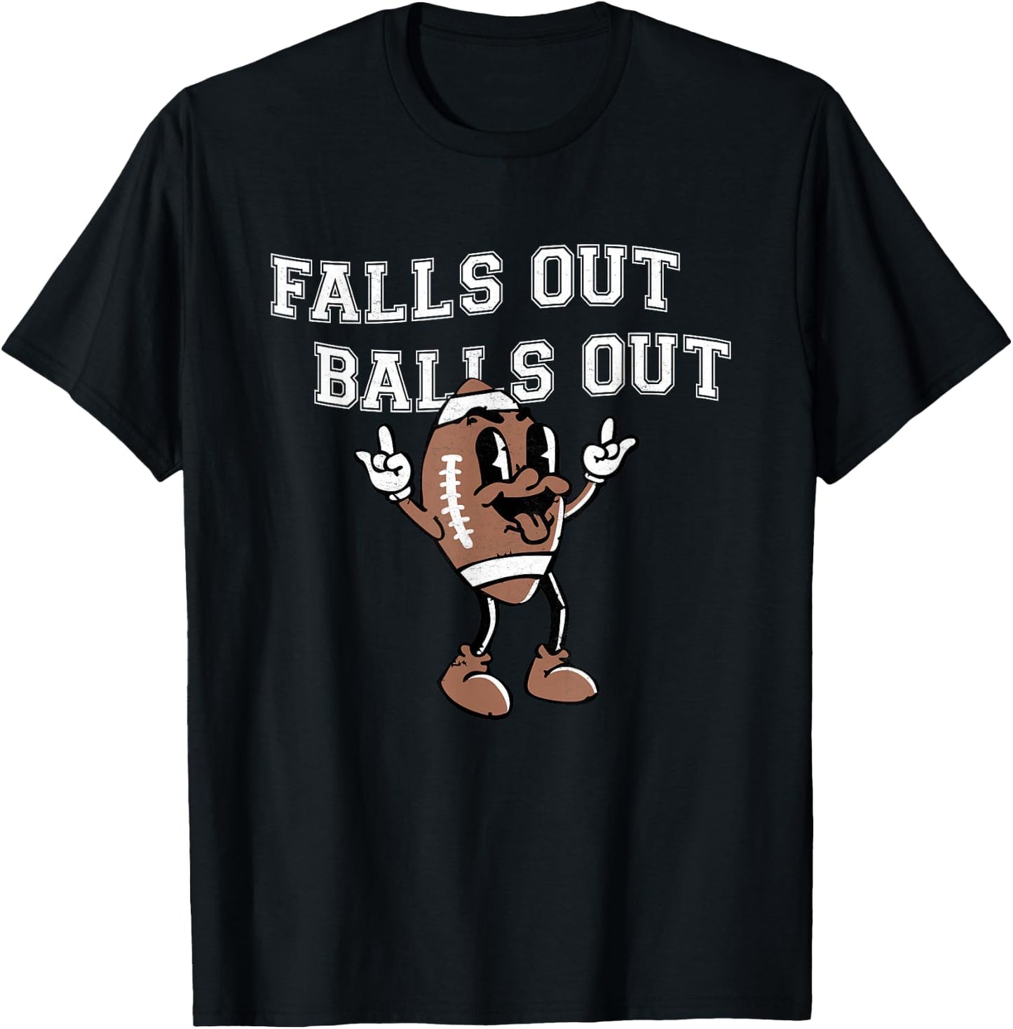 Retro Falls Out Balls Out Football Lover Thanksgiving Outfit T-Shirt - T-Shirt | Black