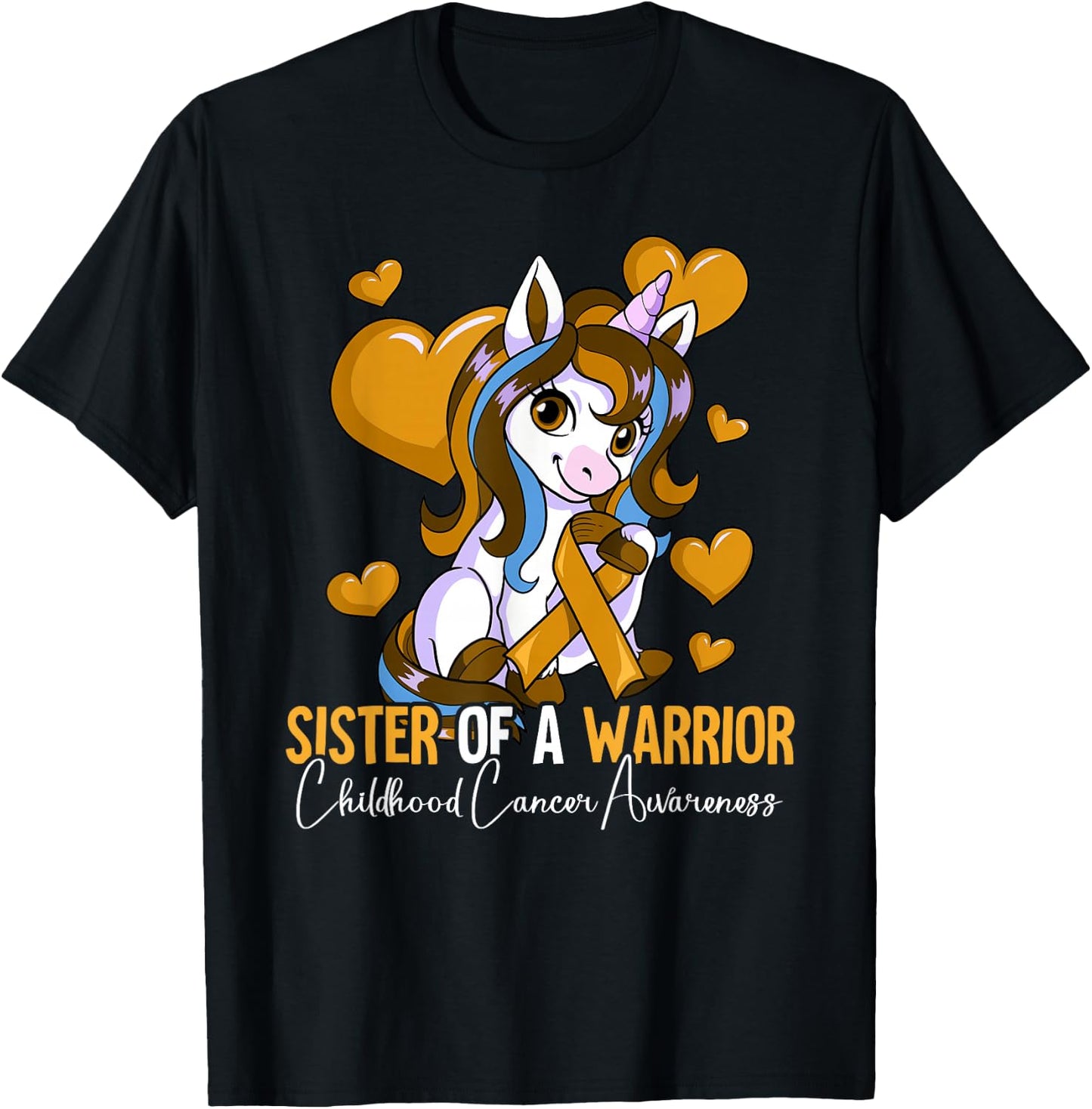 Sister Of A Warrior Childhood Cancer Awareness T-Shirt - T-Shirt | Black