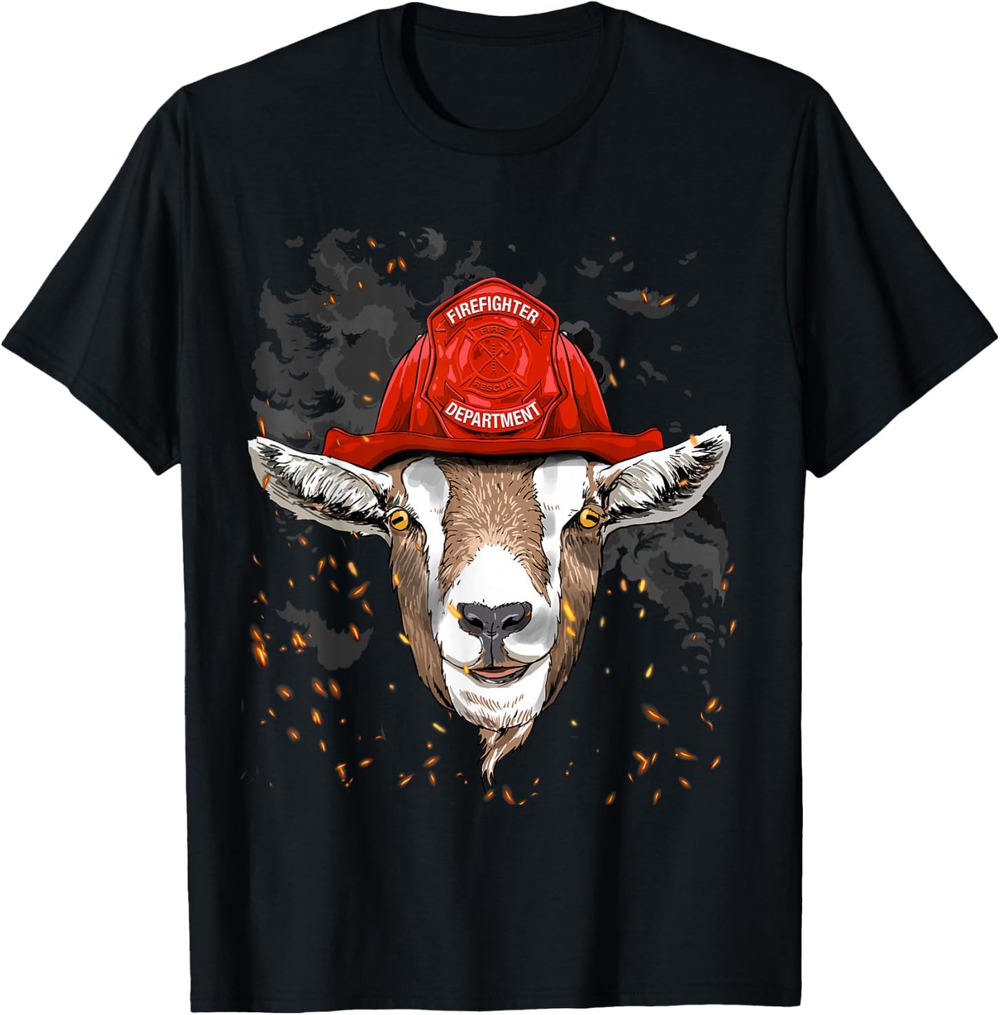 Firefighter Goat Fire Department Fireman Farmer Goat Lover T-Shirt - T-Shirt | Black
