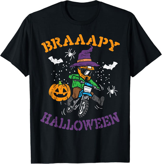 Motocross Braaapy Halloween Costume Dirt Bike Boys Kids T-Shirt - T-Shirt | Black