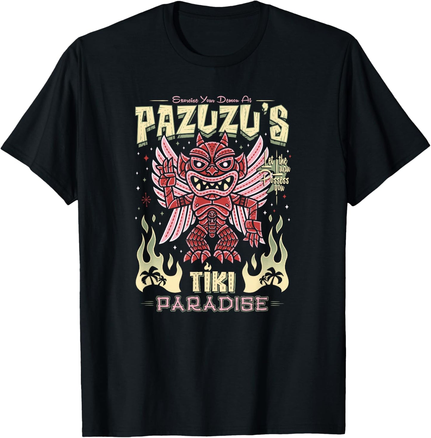 Pazuzu Tiki Bar - Creepy Cute Exorcist Demon - Hawaii Island T-Shirt - T-Shirt | Black