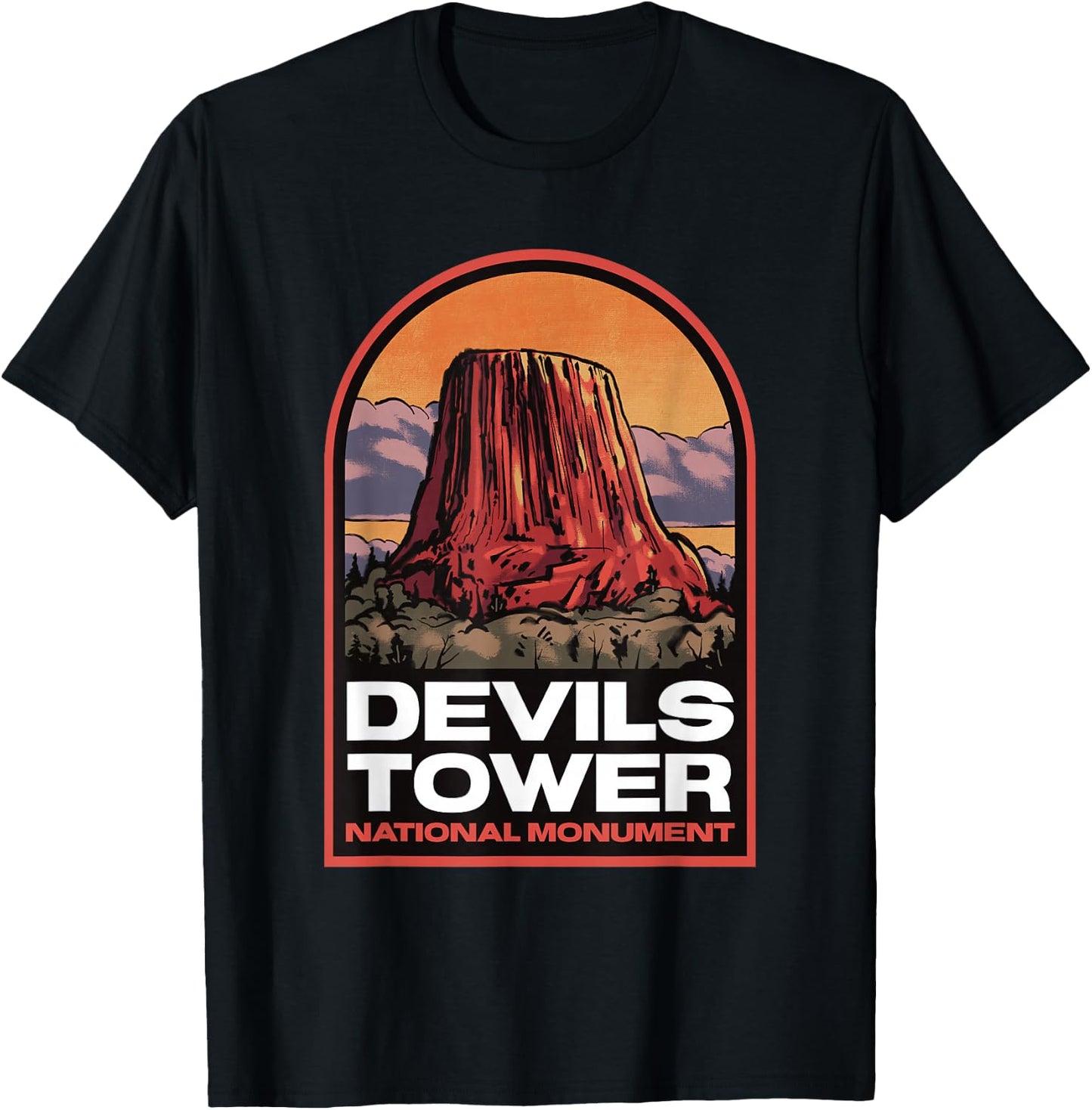 Devils Tower Wyoming Vintage Travel T-Shirt - T-Shirt | Black
