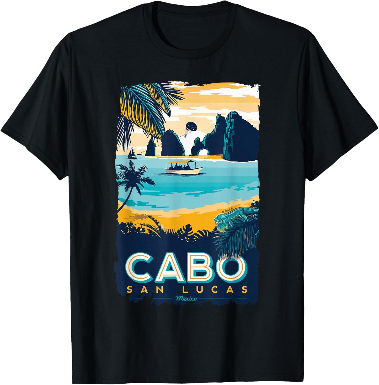 Cabo San Lucas Tropical Beach Mexico Travel Vintage T-Shirt - T-Shirt | Black