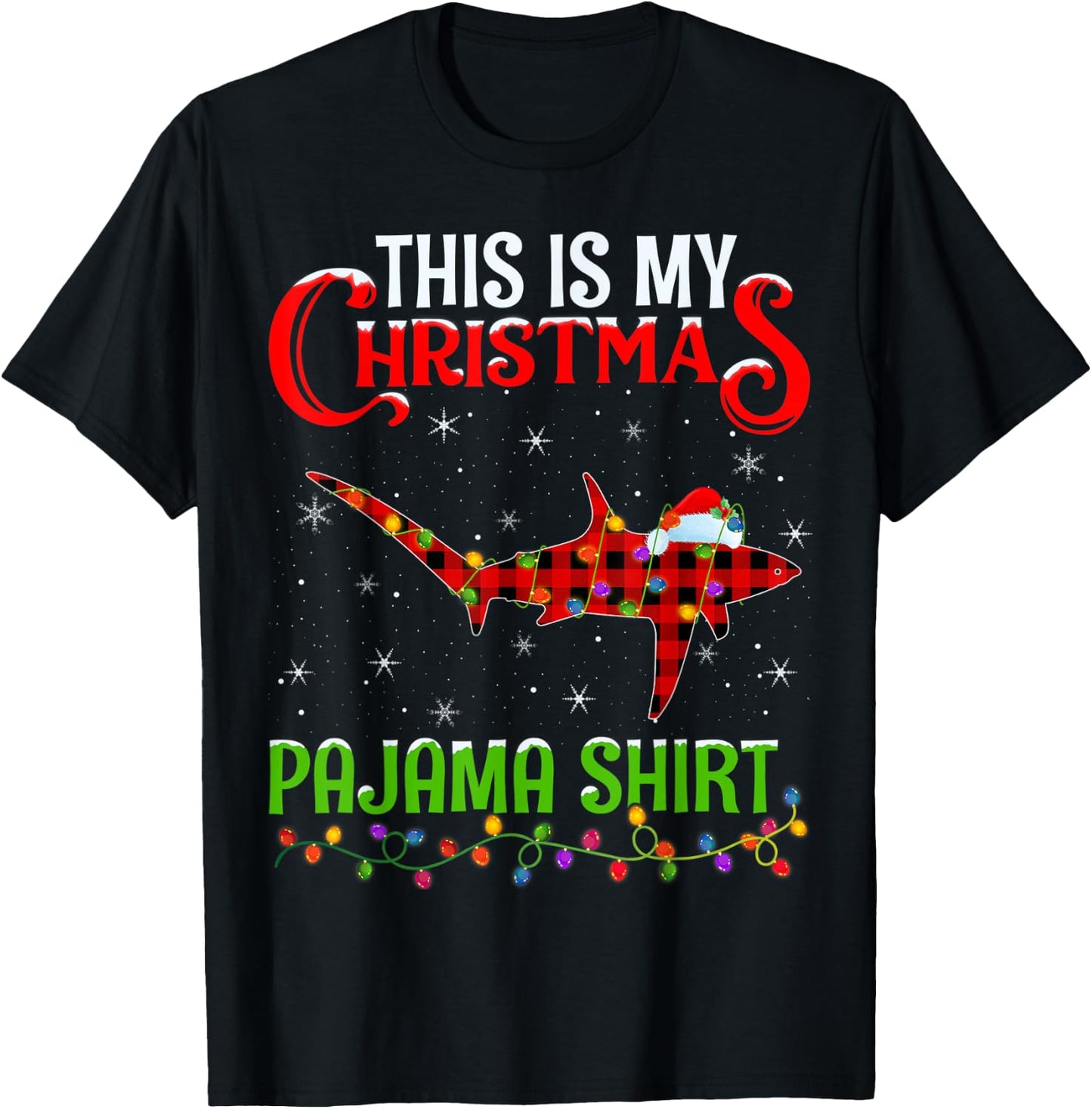 This Is My Christmas Pajama Shirt Thresher Shark Christmas T-Shirt - T-Shirt | Black
