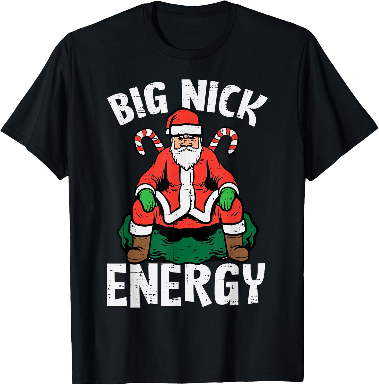 Big Energy Santa Funny Xmas PJs Christmas Party Adult Men T-Shirt - T-Shirt | Black