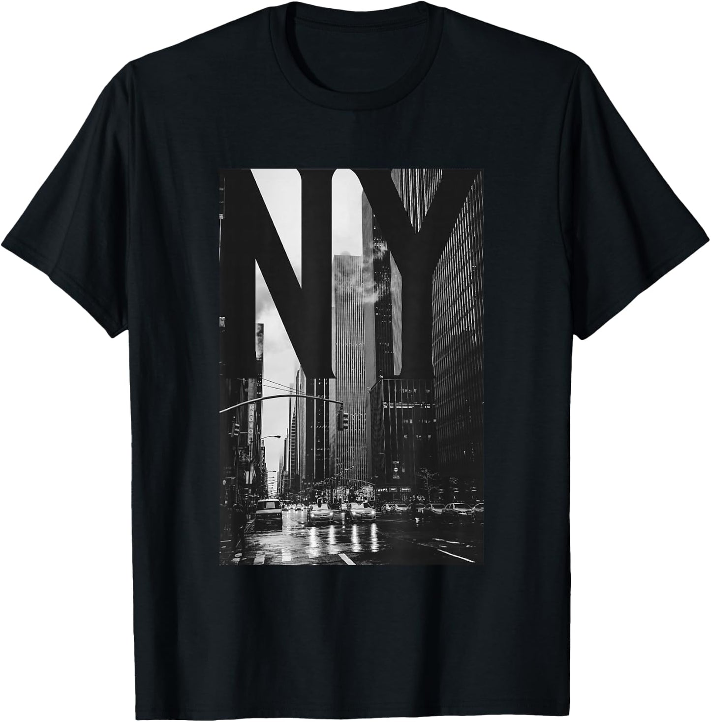 Cool New York City Abstract Skyline, Black & White New York T-Shirt - T-Shirt | Black