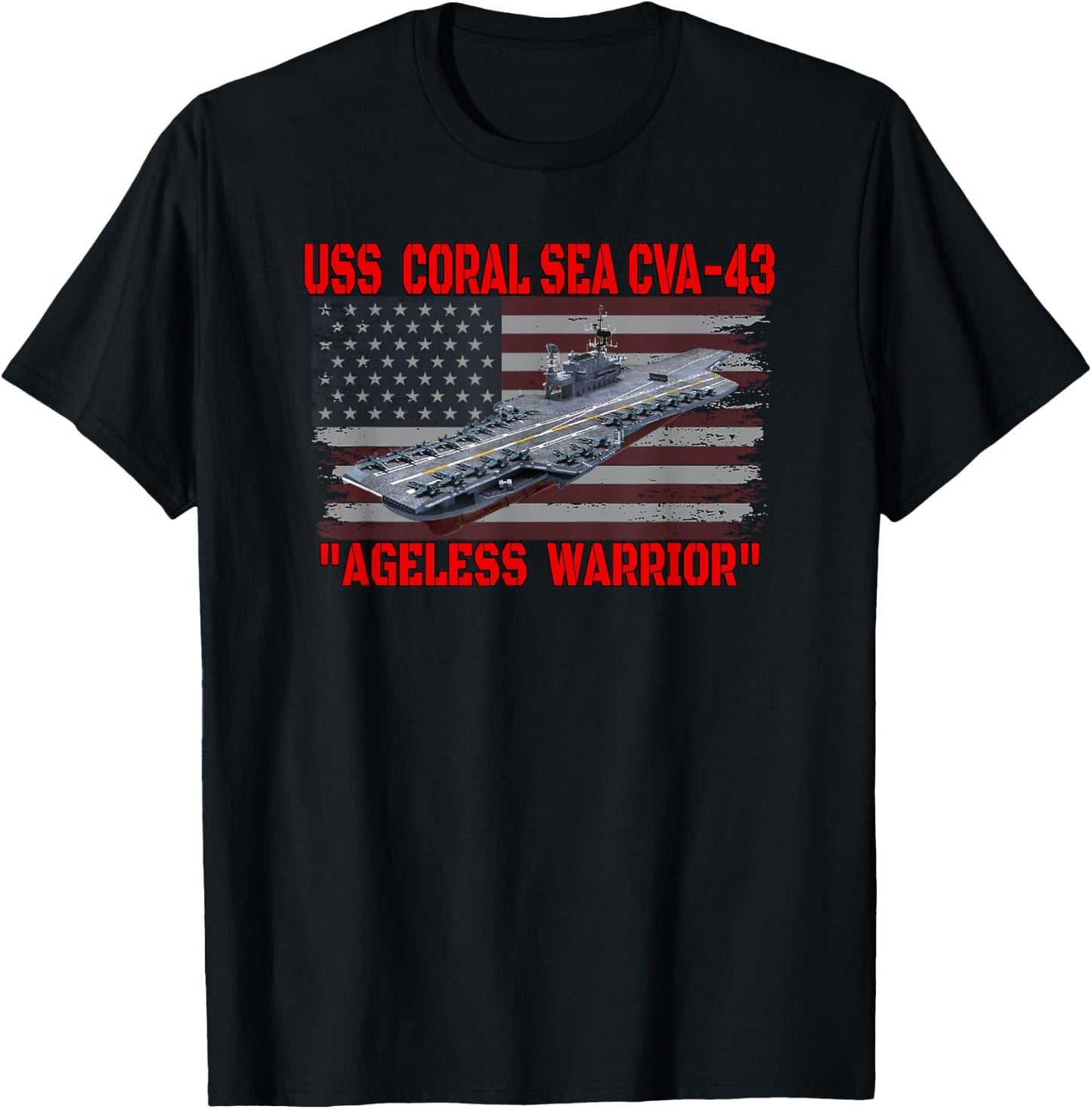 Veterans Day Aircraft Carrier USS Coral Sea CVA-43 Warship T-Shirt - T-Shirt | Black