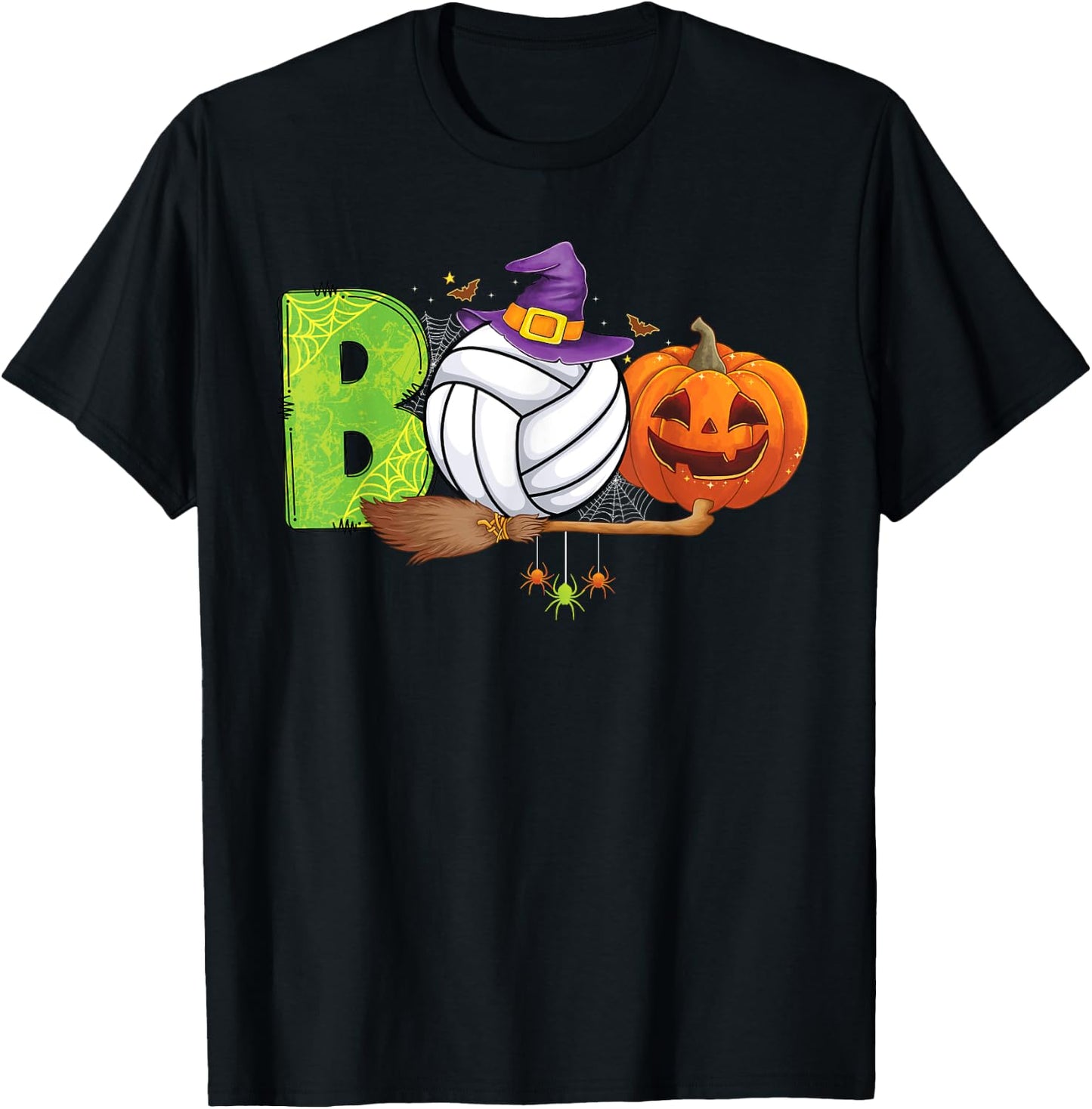 Boo Volleyball lovers Pumpkin scary funny Halloween costume T-Shirt - T-Shirt | Black