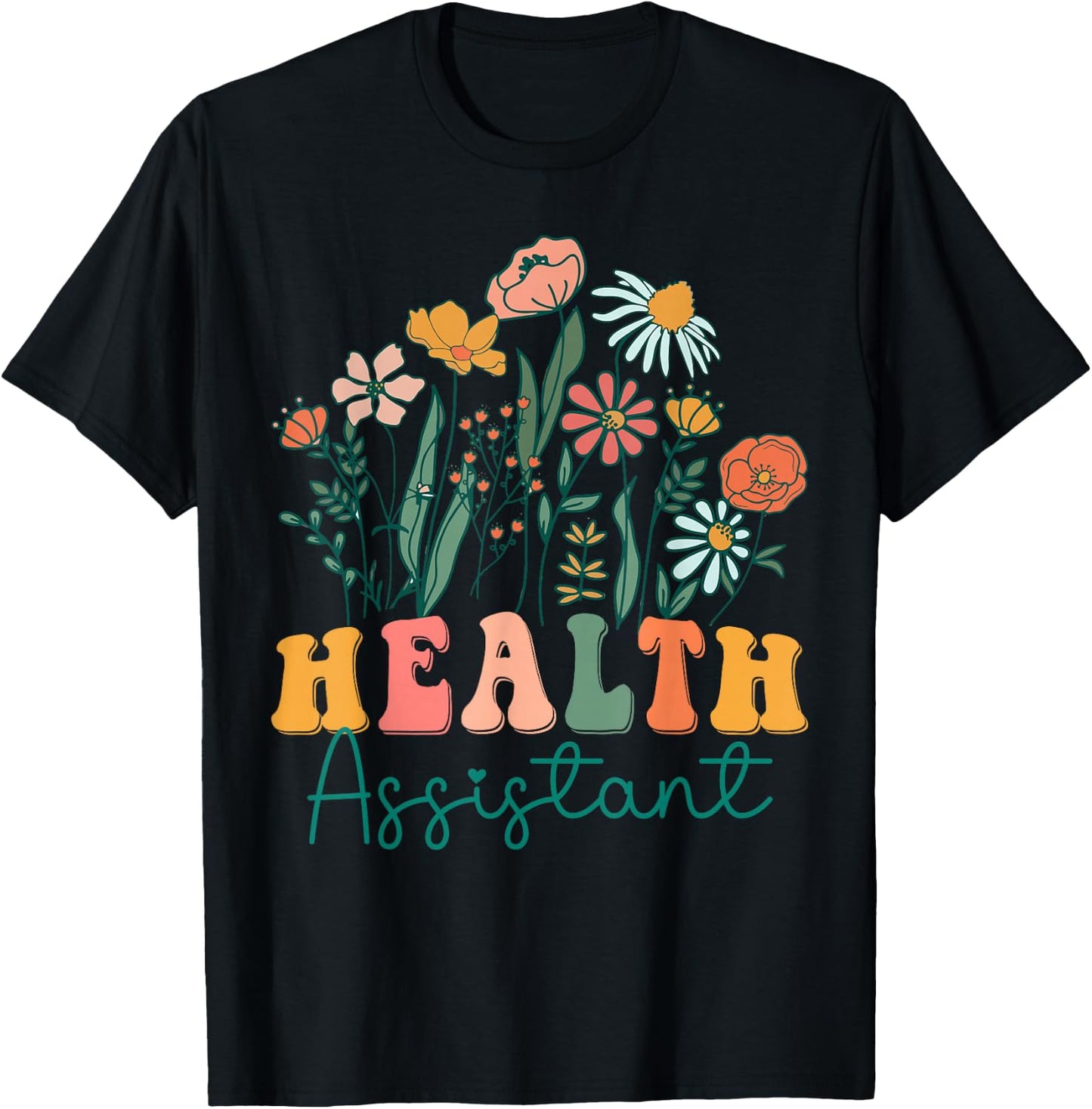 Groovy Wildflower Health Assistant T-Shirt - T-Shirt | Black