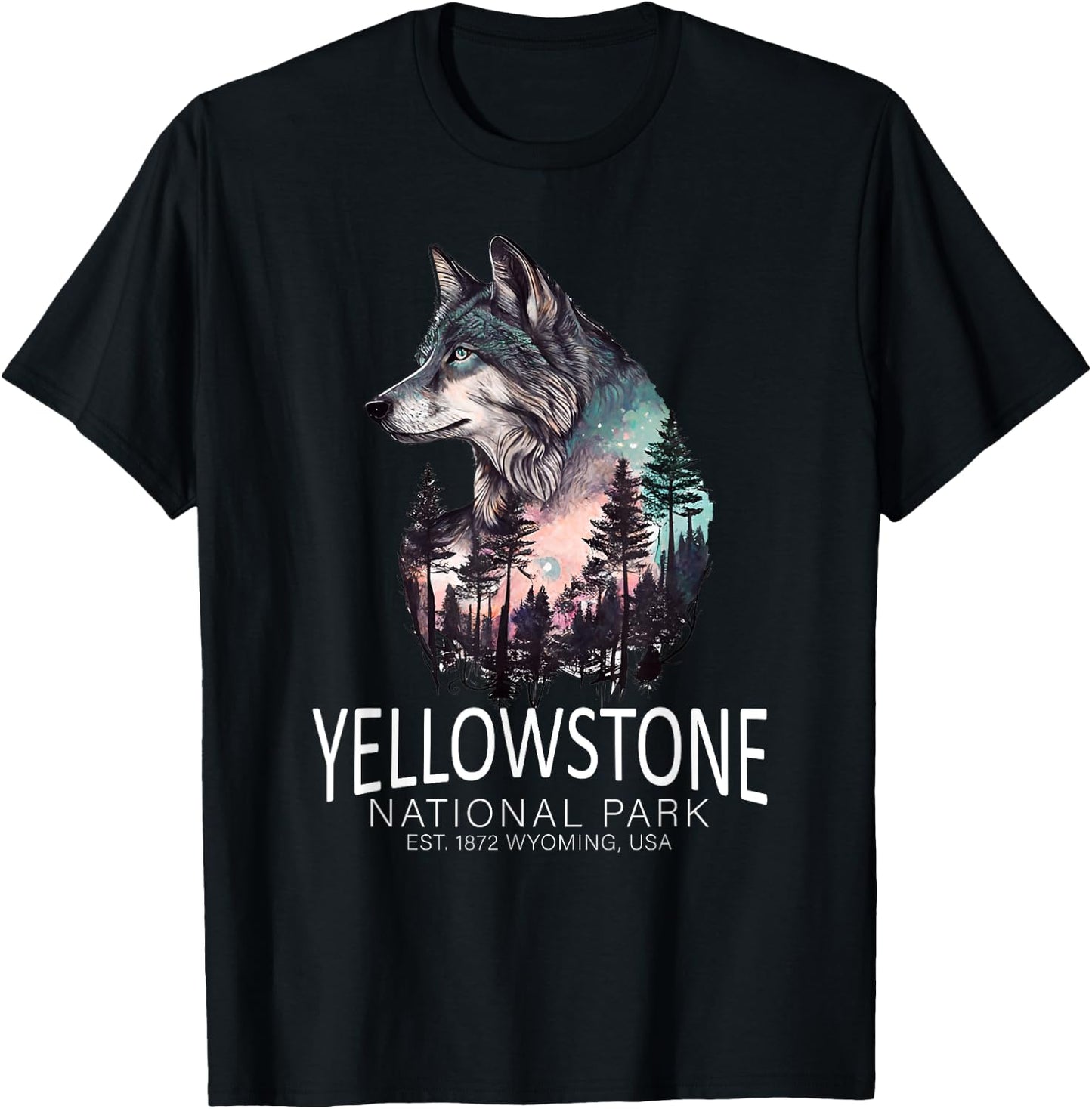 Timber Wolf Yellowstone National Park T-Shirt - T-Shirt | Black