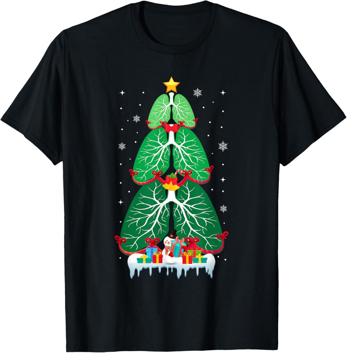 Lung Christmas Tree Respiratory Therapy Xmas Therapist T-Shirt - T-Shirt | Black