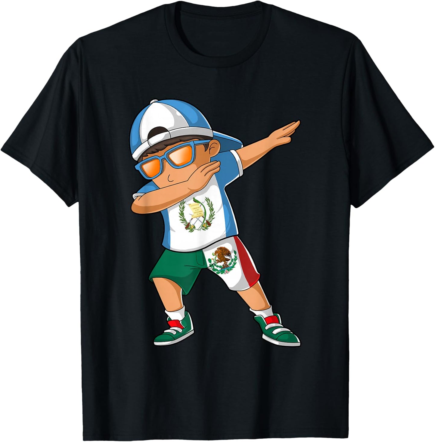 Half Guatemalan Half Mexican Boy Guatemala Flag T-Shirt - T-Shirt | Black