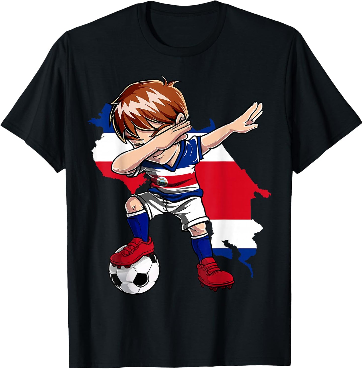 Dabbing Soccer Costa Rican Jersey Boy Costa Rica Football T-Shirt - T-Shirt | Black