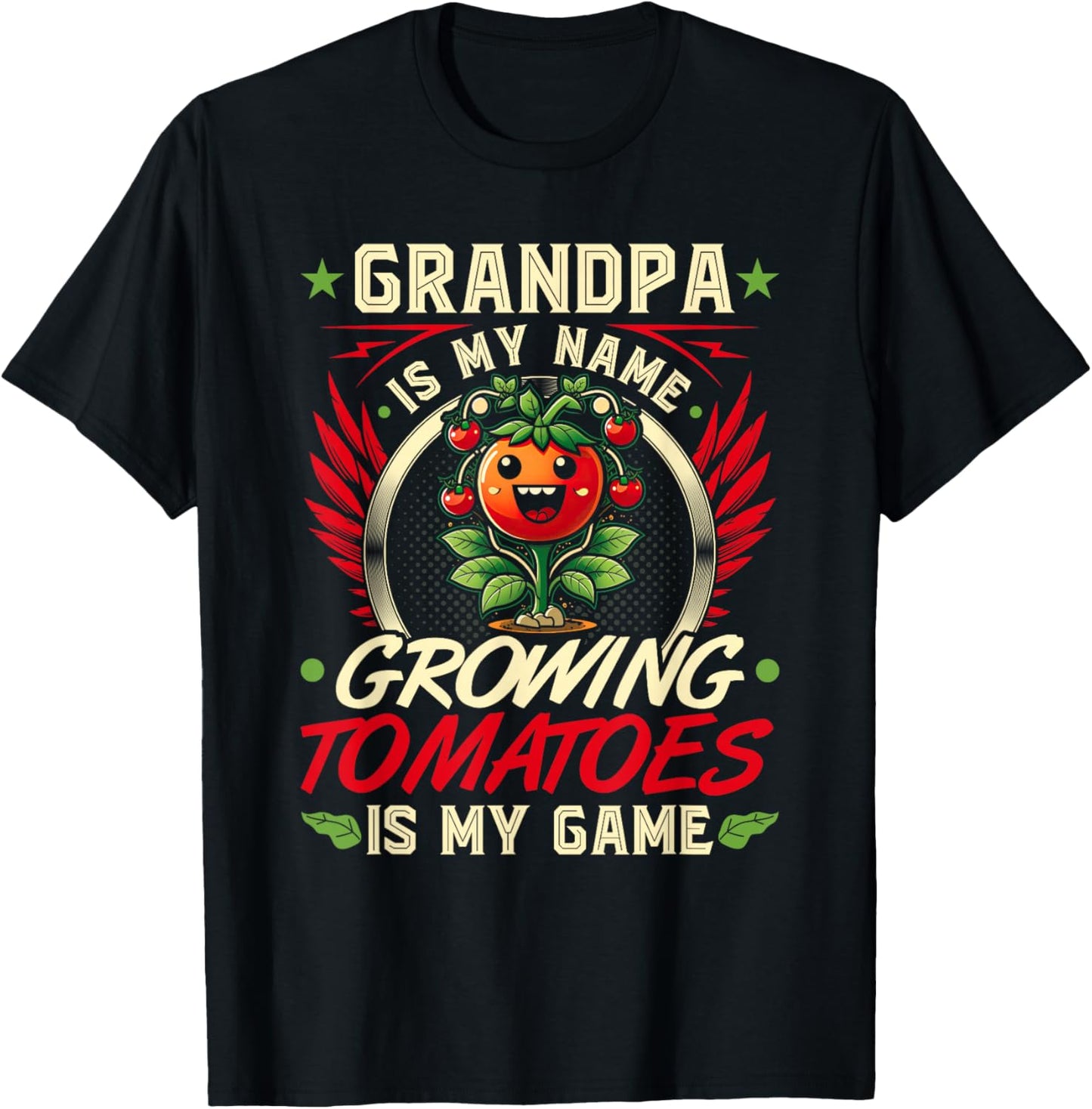 Grandpa Tomato Gardening Quote, Funny Tomato Farmer T-Shirt - T-Shirt | Black