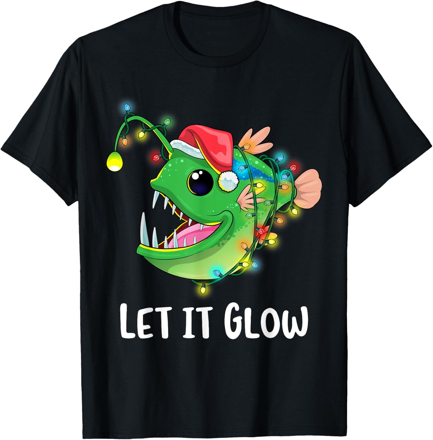 Let It Glow Anglerfish Lighting Xmas Tree Monster Christmas T-Shirt - T-Shirt | Black