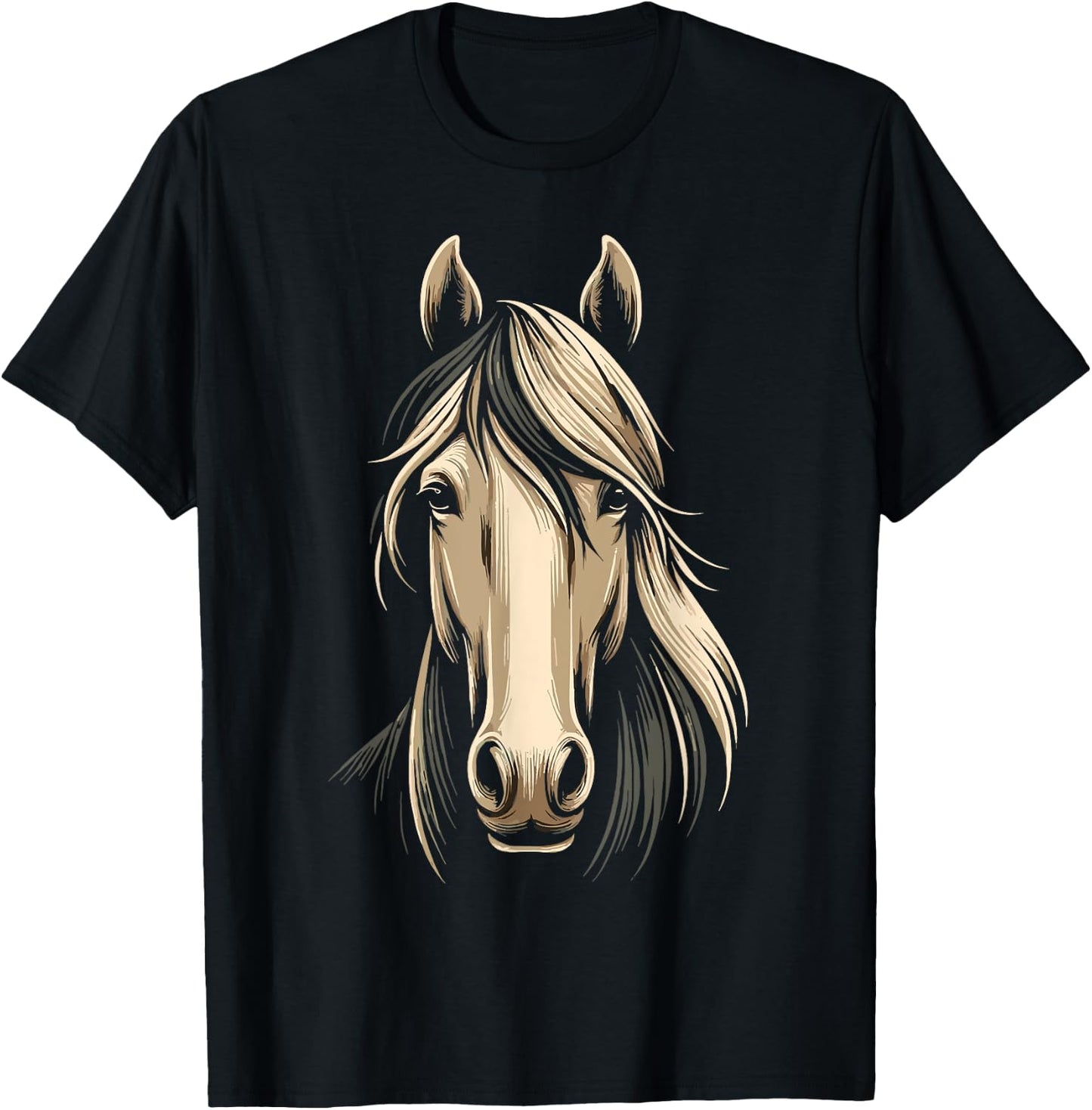 Horse Face Men Women kids Horse Lover T-Shirt - T-Shirt | Black