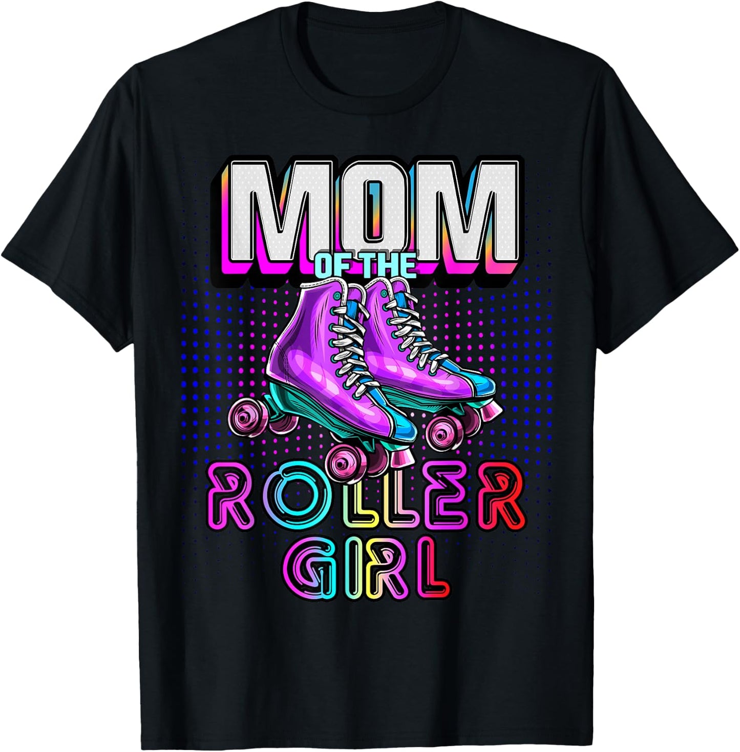 Mom of Roller Girl Roller Skating Birthday Matching Family T-Shirt - T-Shirt | Black