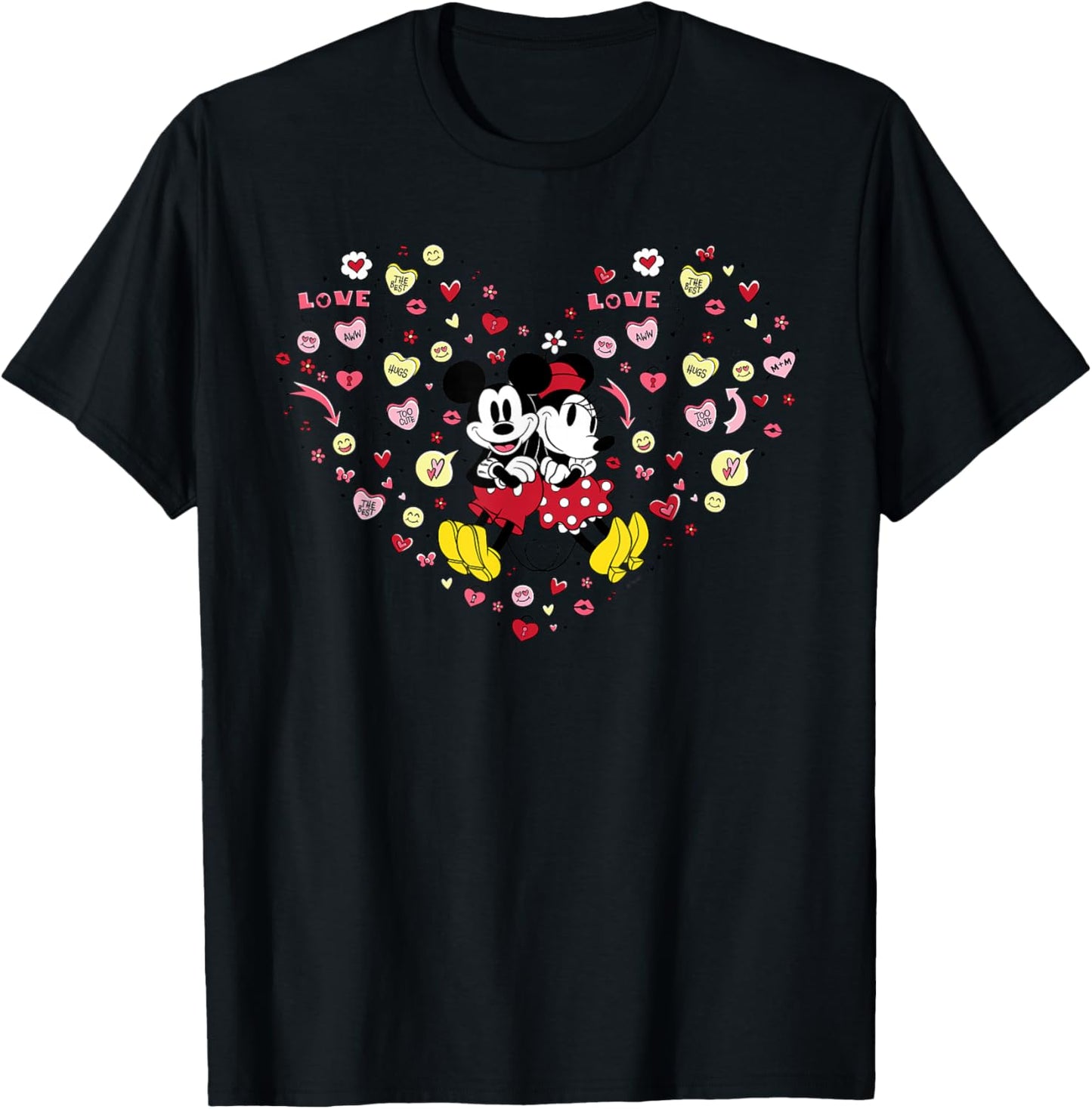 Disney Mickey & Minnie Heart of Love Valentine’s Day Retro T-Shirt - T-Shirt | Black