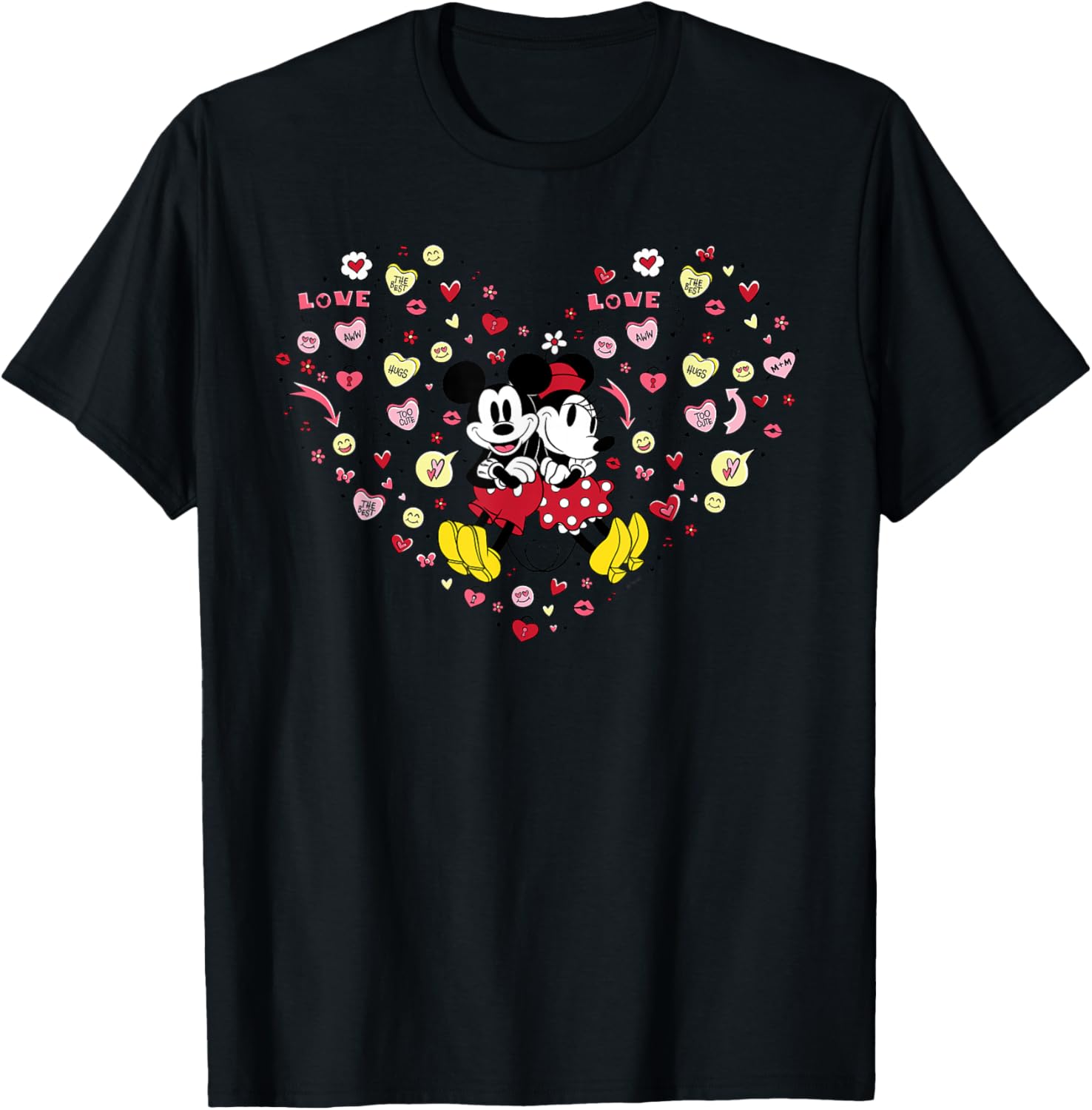 Disney Mickey & Minnie Heart of Love Valentine’s Day Retro T-Shirt - T-Shirt | Black