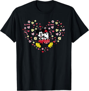 Disney Mickey & Minnie Heart of Love Valentine’s Day Retro T-Shirt - T-Shirt | Black