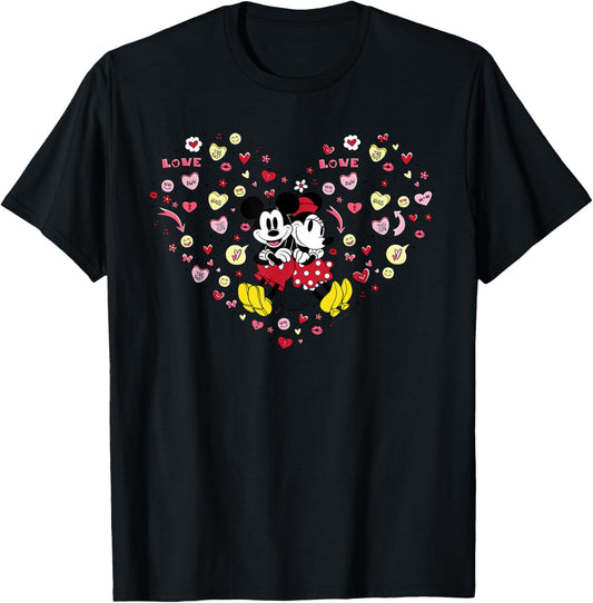 Disney Mickey & Minnie Heart of Love Valentine’s Day Retro T-Shirt - T-Shirt | Black