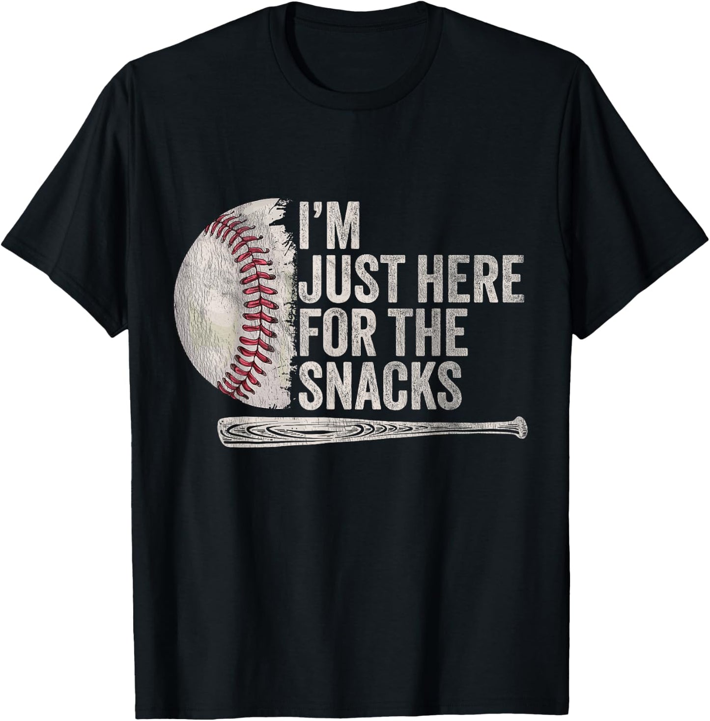 Funny Baseball Player Saying I'm Just Here For The snacks T-Shirt - T-Shirt | Black