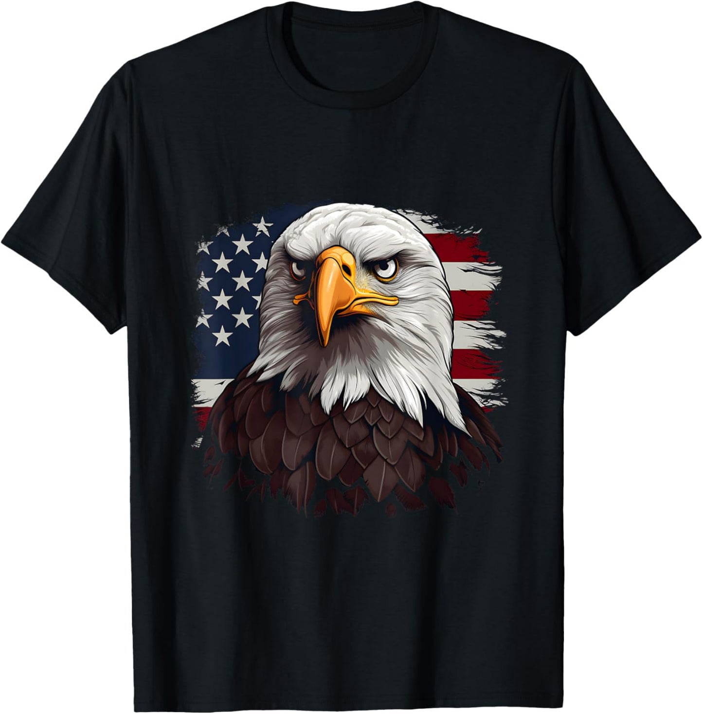 July 4th Symbolic Bald Eagle with American Flags T-Shirt - T-Shirt | Black
