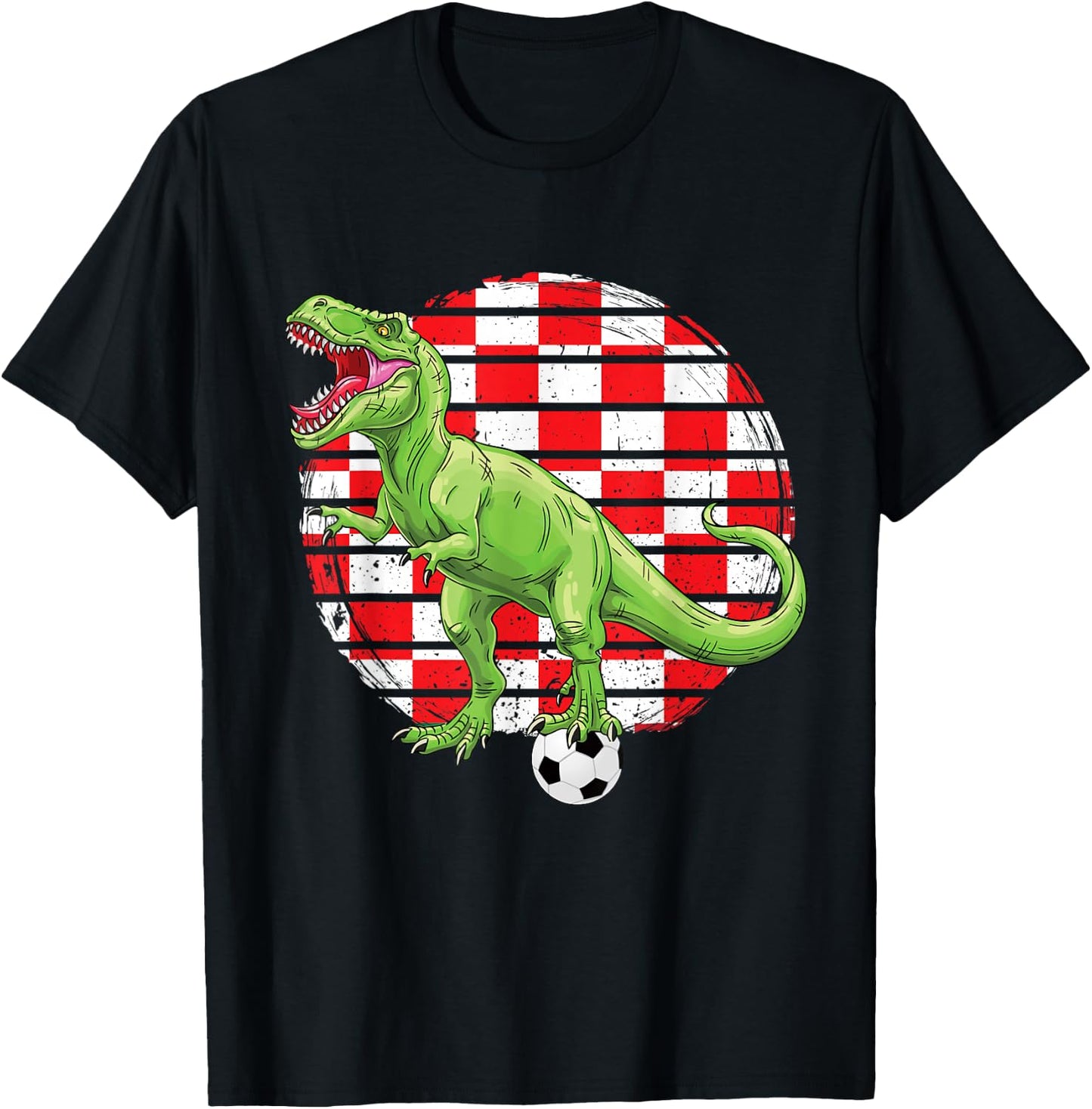 Soccer Dinosaur Trex Croatia Flag Boys Girls Toddler T-Shirt - T-Shirt | Black