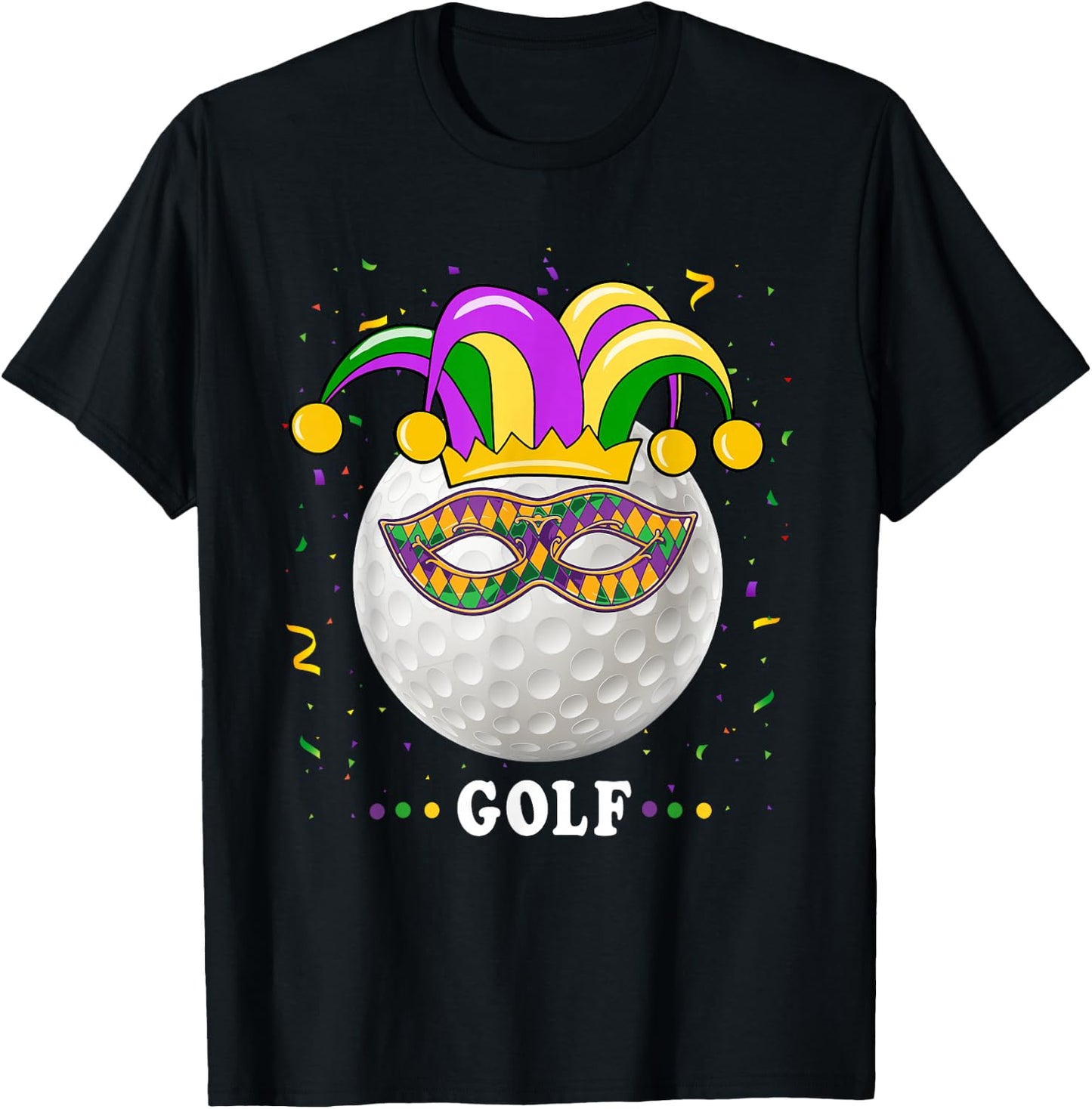 Mardi Gras Golf Costume Mardi Gras Jester Hat Golf Lover T-Shirt - T-Shirt | Black