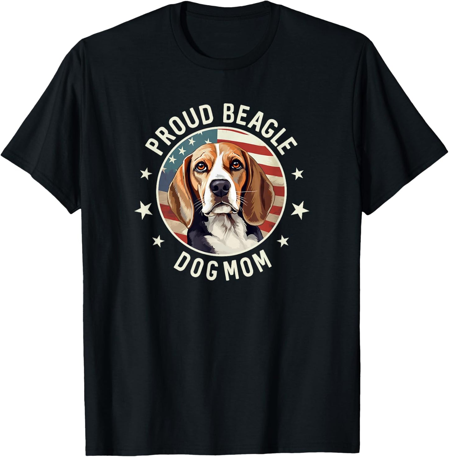 Beagle Gifts , American Flag Proud Beagle Dog Mom T-Shirt - T-Shirt | Black