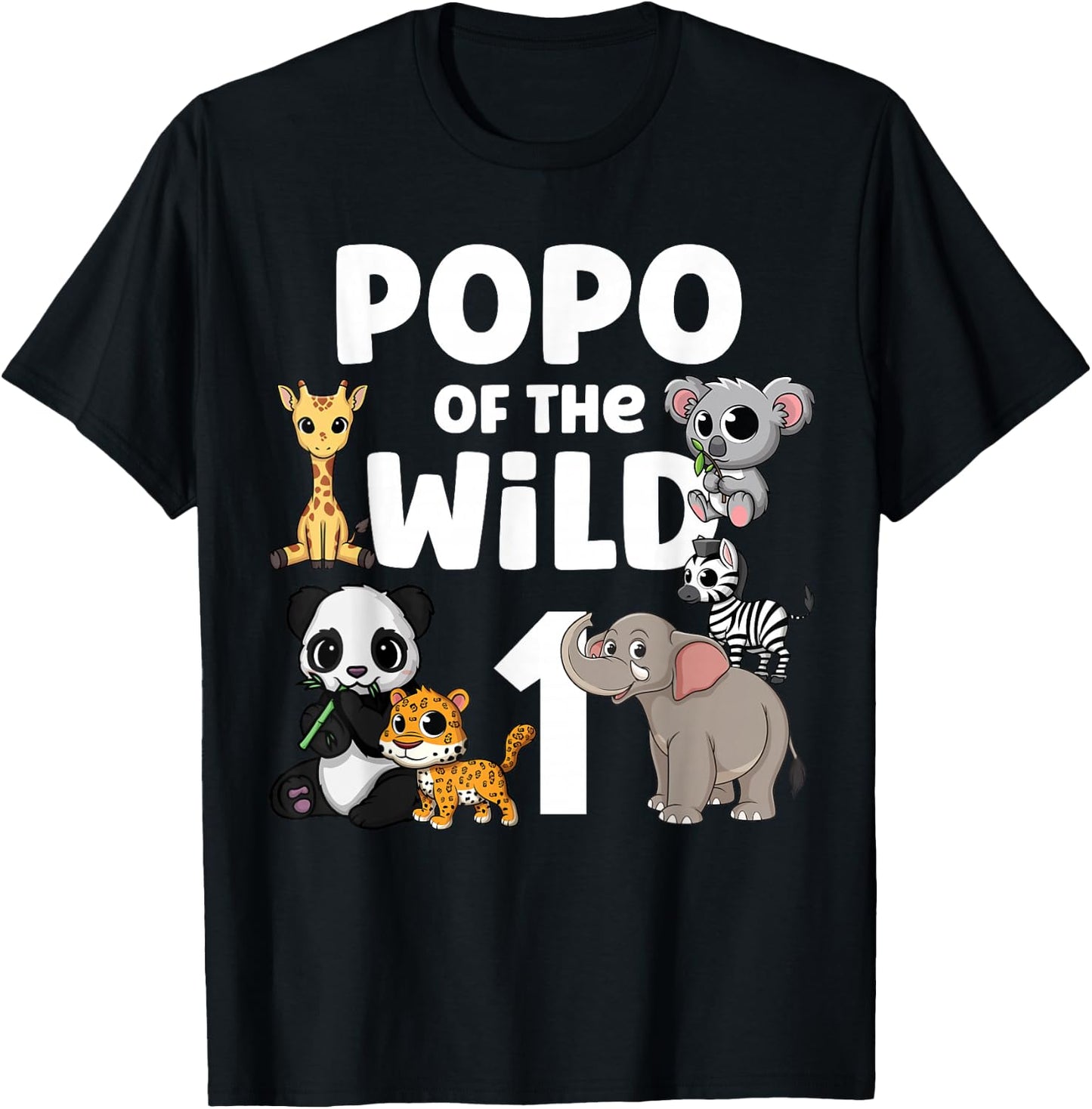 Popo of the Wild One Zoo Birthday Party Safari Jungle Animal T-Shirt - T-Shirt | Black
