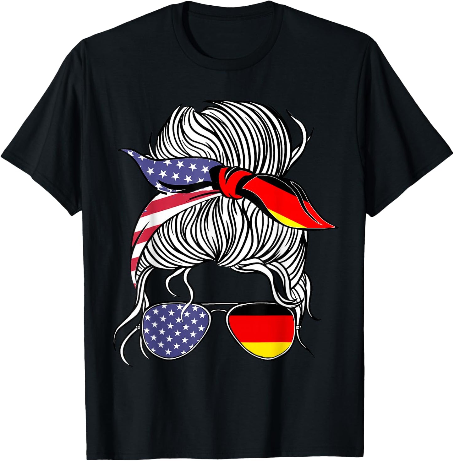 German American Patriot Grown Proud Women Girl Flag T-Shirt - T-Shirt | Black