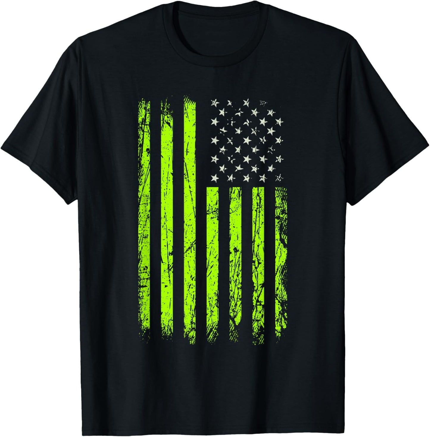 Green Stars & Stripes.American USA Flag Green Color Graphic T-Shirt - T-Shirt | Black