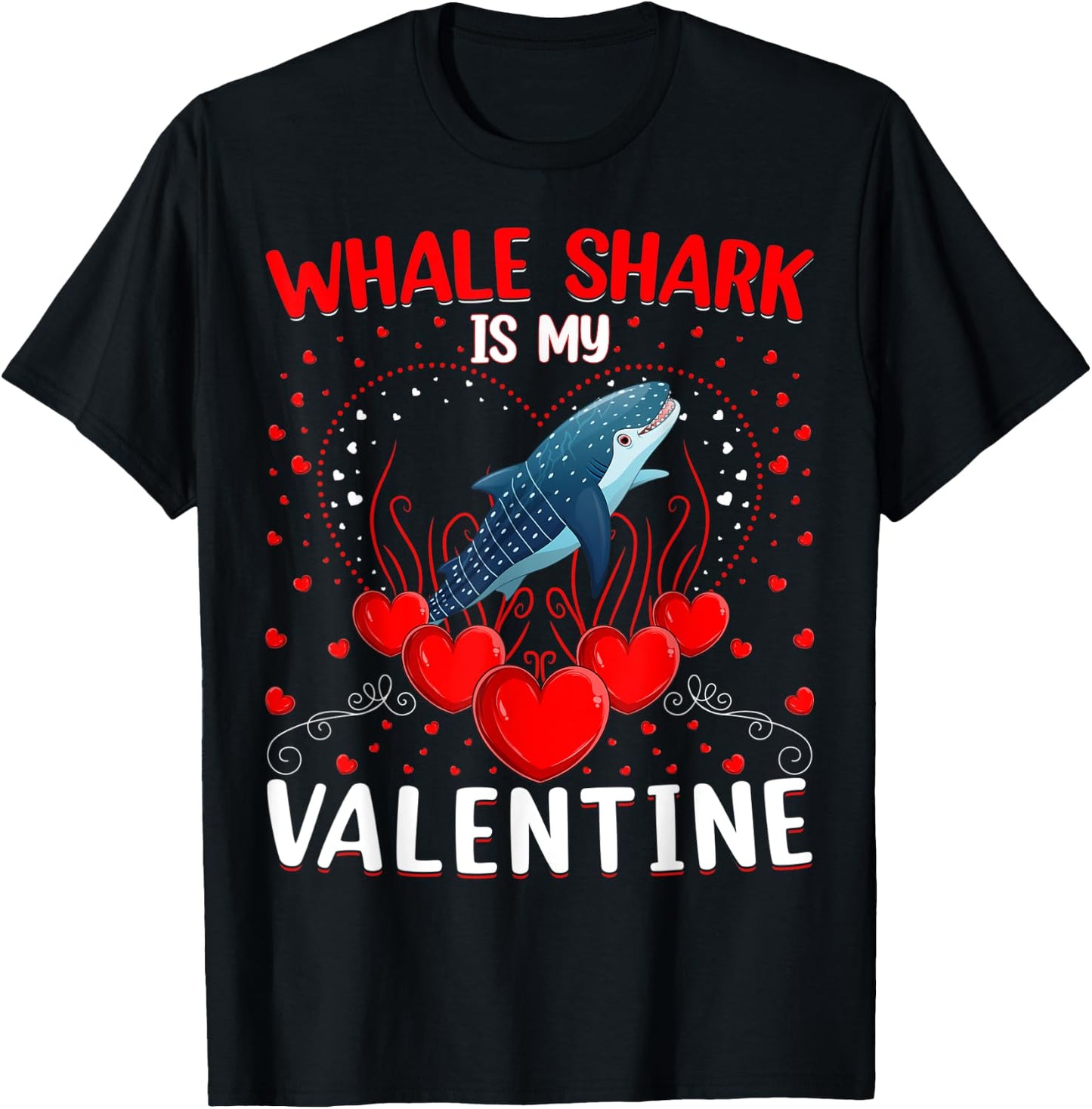Whale Shark Is My Valentine Heart Whale Shark Valentine T-Shirt - T-Shirt | Black