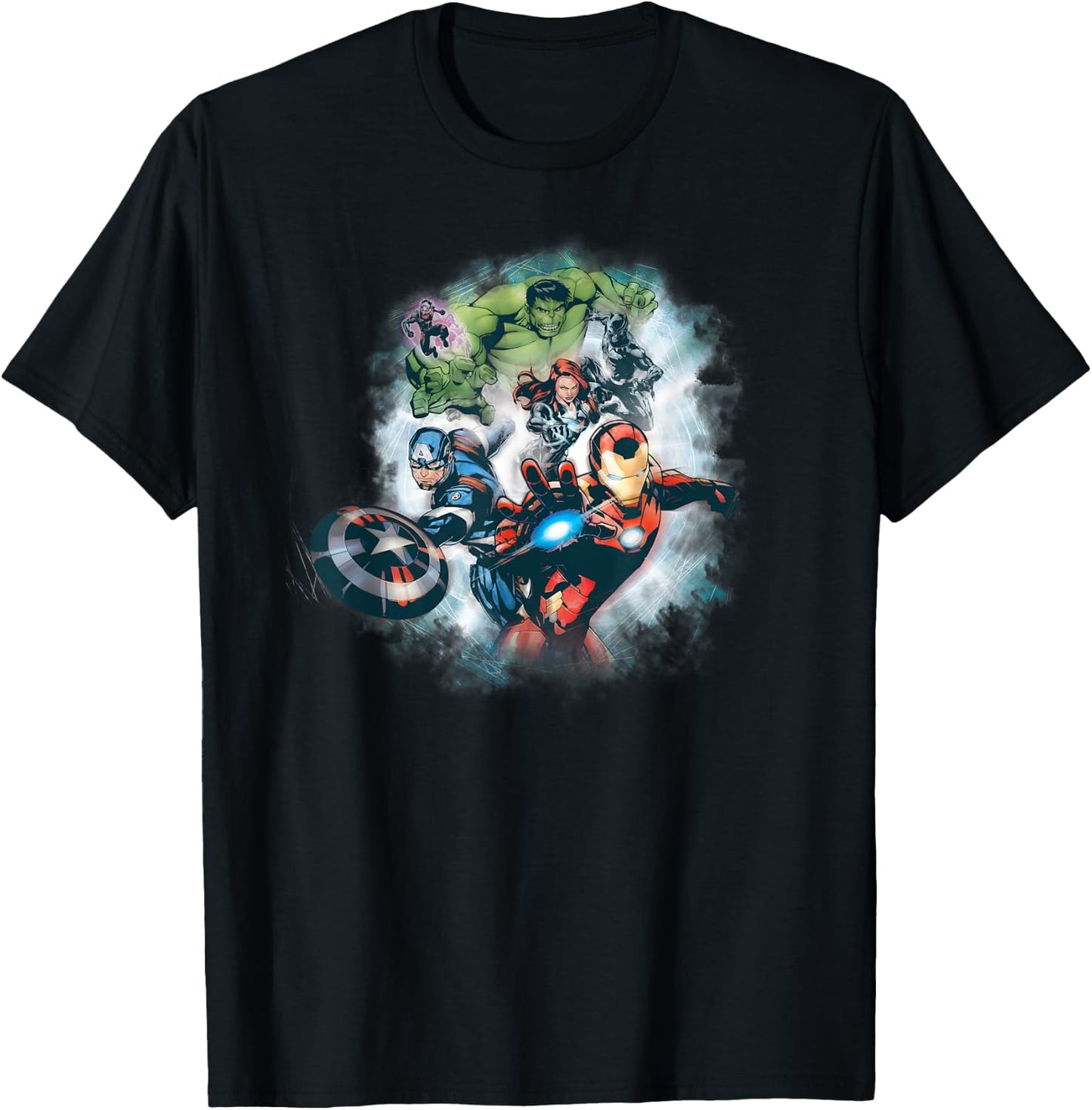 Marvel Avengers Assemble Team Full Color T-Shirt - T-Shirt | Black