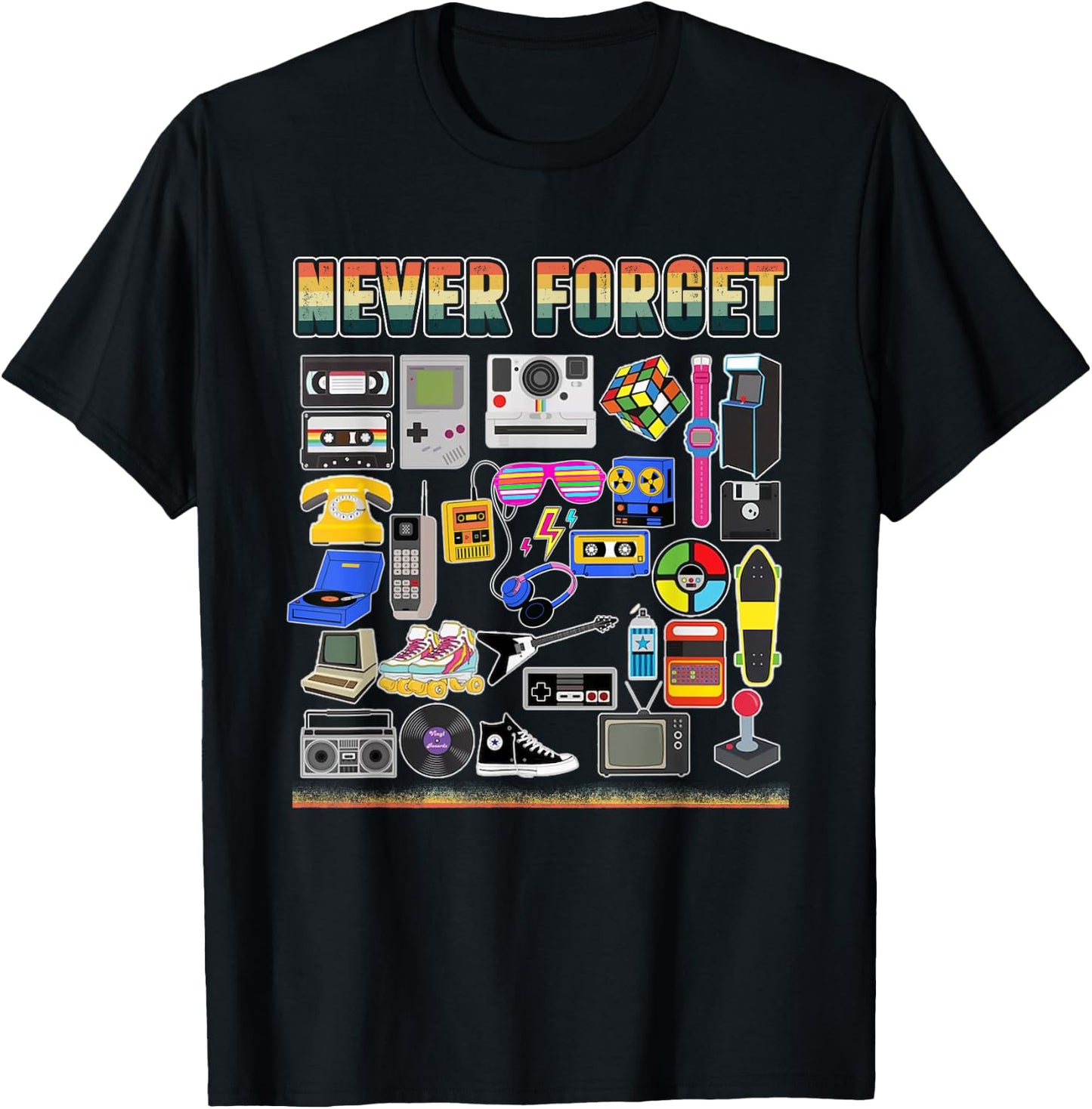 Never Forget 80s Retro Vintage Costume Party Retro 80s T-Shirt - T-Shirt | Black