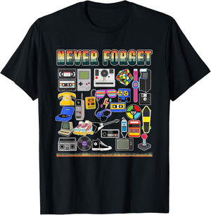Never Forget 80s Retro Vintage Costume Party Retro 80s T-Shirt - T-Shirt | Black