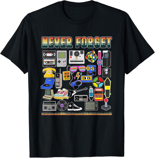 Never Forget 80s Retro Vintage Costume Party Retro 80s T-Shirt - T-Shirt | Black