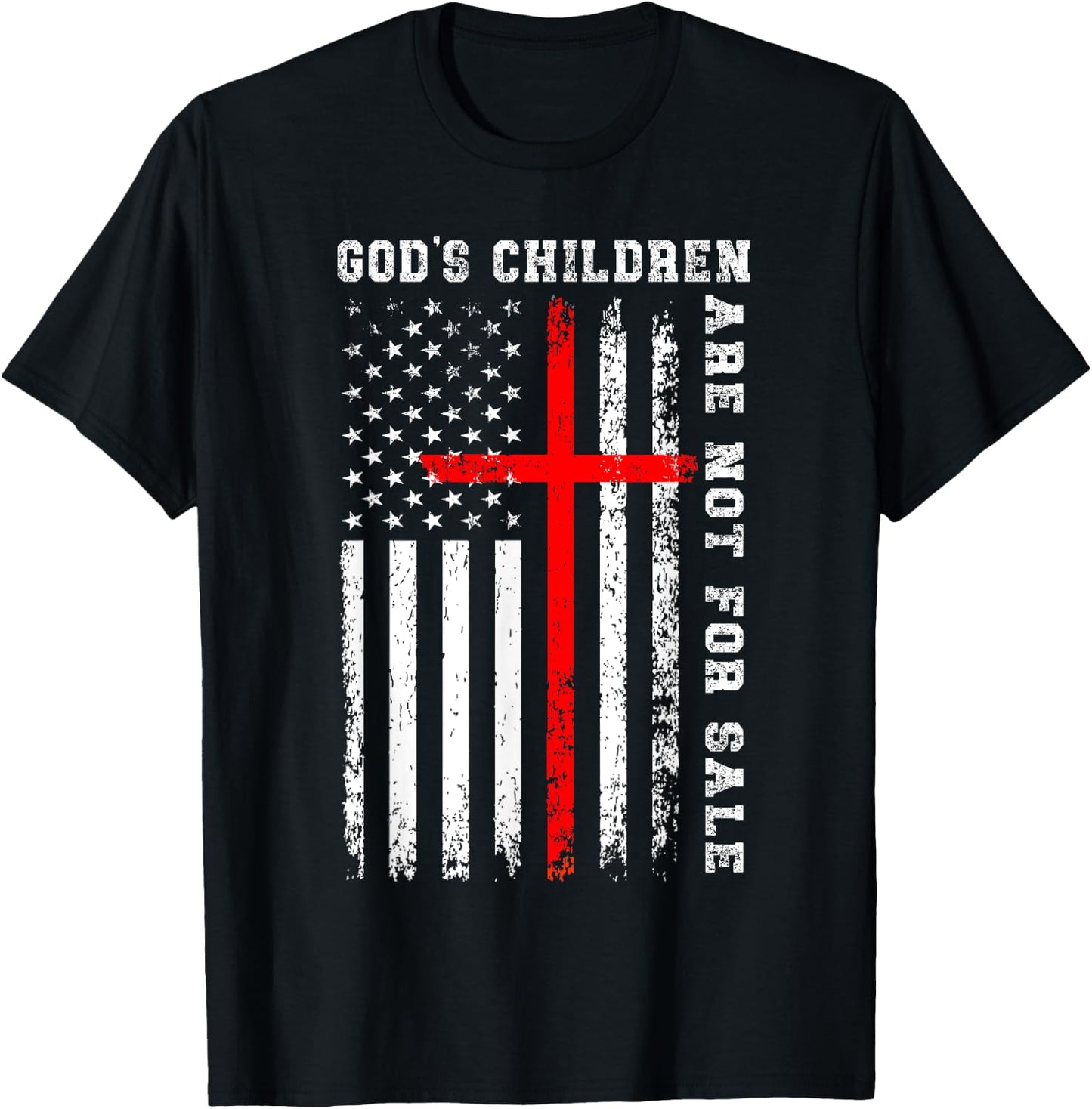 God's Children Are Not For Sale Christian USA Flag T-Shirt - T-Shirt | Black