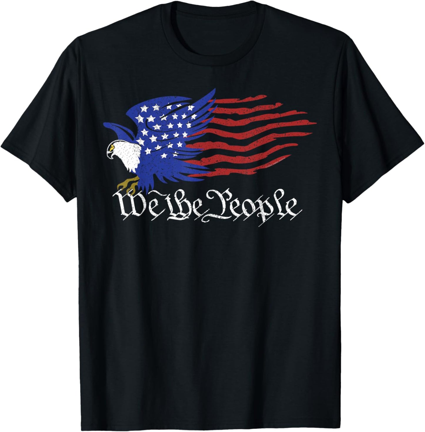Patriotic Grunge USA Flag Eagle We the People 4th of July T-Shirt - T-Shirt | Black